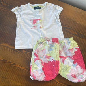 Shirt top + bottoms set 1/3 months short sleeves Burberry